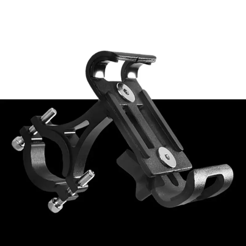 GPS Handlebar Mount Holder Aluminum Motorcycle Bike Bicycle MTB for Cell Phone Anti-vibration Fixed Bracket Riding Equipment - Цвет: Черный