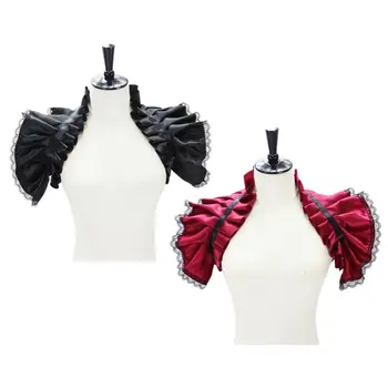

Gothic Style Floral Lace Rim Fake Collar Pleated Ruffles Sleeve Necklace Choker Tie Shawl Women Clothing Decor