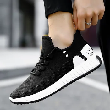 

Men Sneakers Spring Summer Flying Woven Sports Shoes Men Flats Breathable Comfortable Light Outdoor Running Shoes Walking Jogger