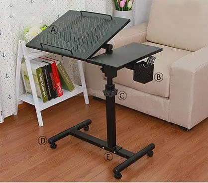 Quality Metal Rolling Laptop Desk Stand Height Angle Adjustable