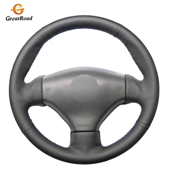 

Hand-stitched Black PU Artificial Leather Car Steering Wheel Covers Wrap for Peugeot 206 1998-2005 206 SW 2003-2005 206