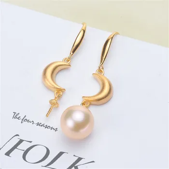 

HOT High Quality S925 Sterling Silver Stud Earrings Settings DIY Pearl Earring Hooks Findings Women's Jewelry Making Accessories