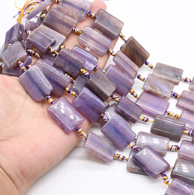 41mm Natural Frost Pale purple rectangular Agates smooth stone beads For DIY Necklace Bracelets Jewelry Making 15