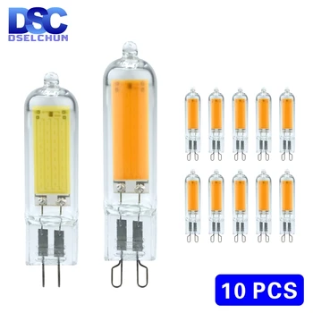 

10PCS Dimmable LED G4 G9 Light Bulb 3W 6W 220V COB Glass LED Lamp Replace 40W 60W Halogen Bulb for Fixture Chandelier Lighting
