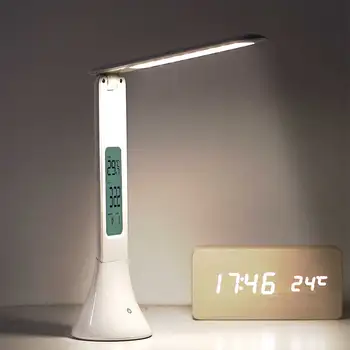 

LED Desk Lamp Foldable Dimmable Touch Table Lamp with Calendar Temperature Alarm Clock table night Lights 3 Brightness levels