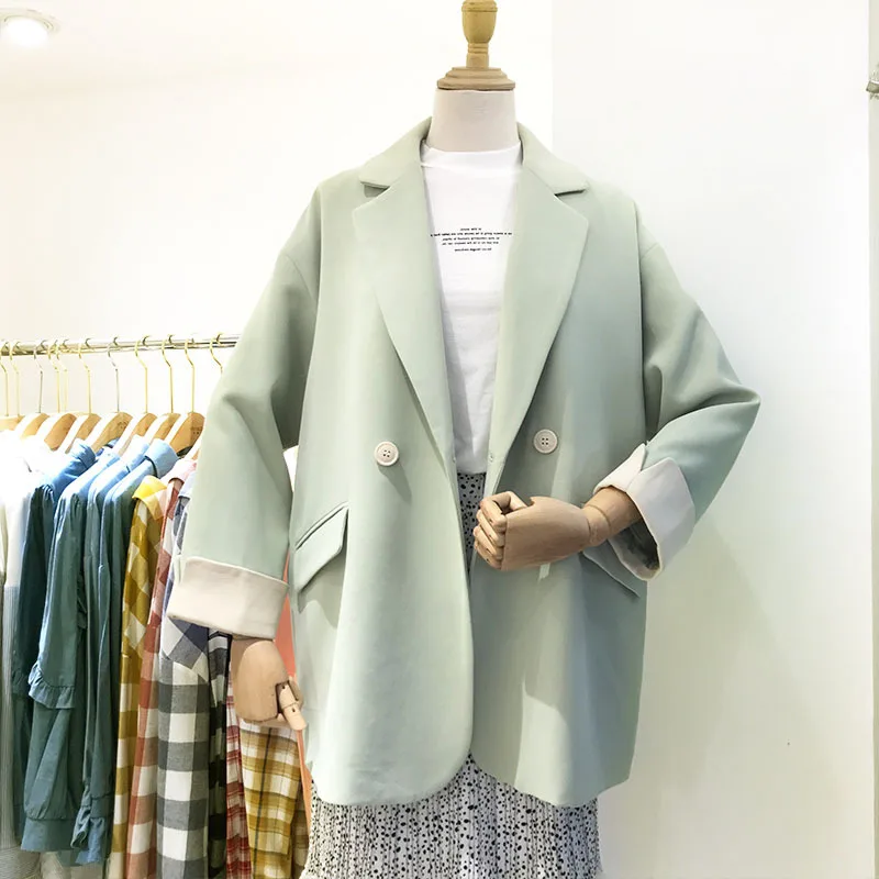 

Hong Kong Flavor CHIC Two-Button Long Sleeve Suit Jacket Women's Autumn Clothing New Style Loose-Fit Leisure Suit Versatile on C