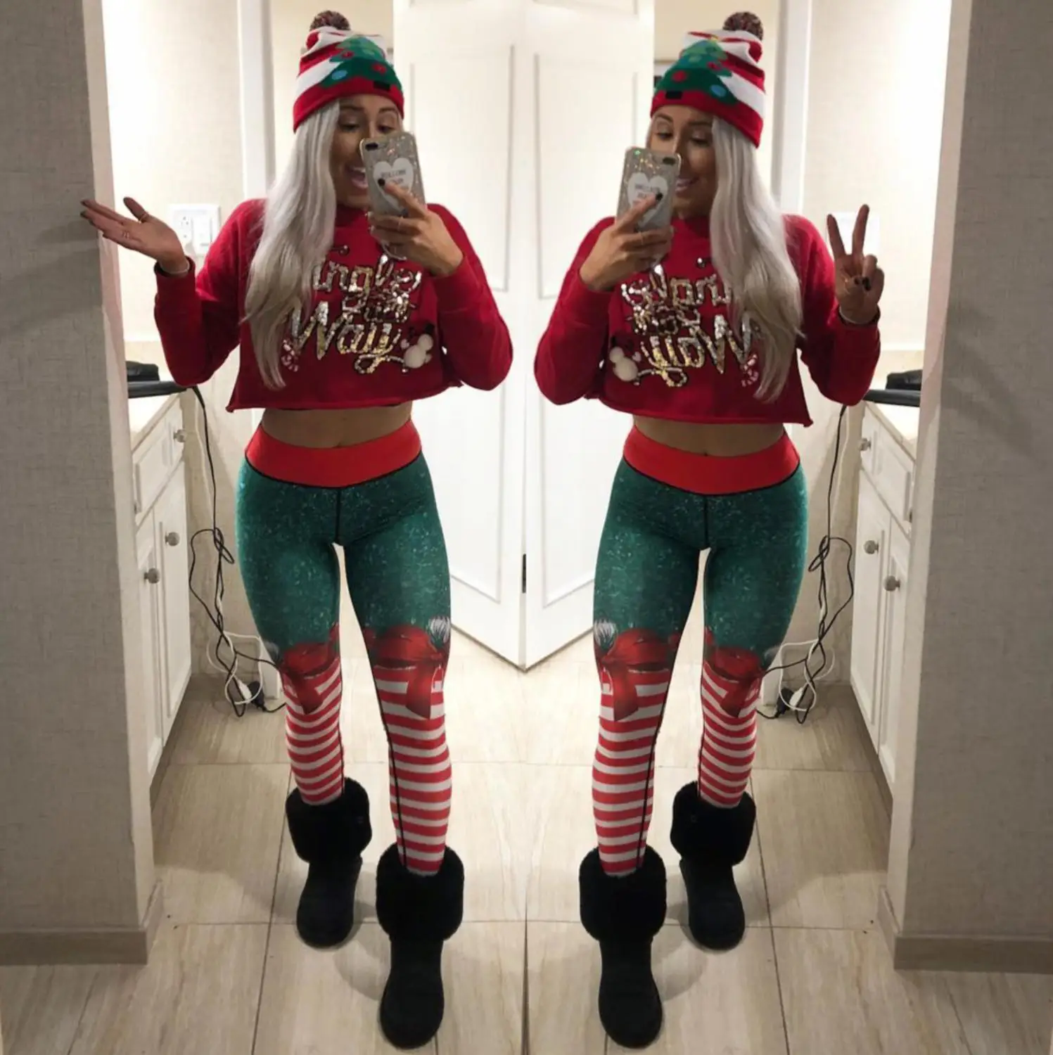 Pantalones de Navidad para Mujer señora Повседневное elasticidad; обтягивающие леггинсы Mujer Альта cintura entrenamiento estampado pantalones