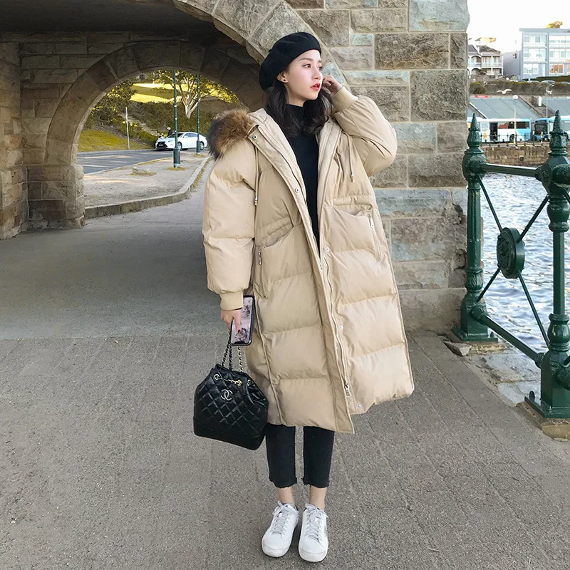 

INS Hot Selling down Jacket Cotton-padded Clothes Coat Women's 2018 Winter New Style Large Fur Collar Long Thick