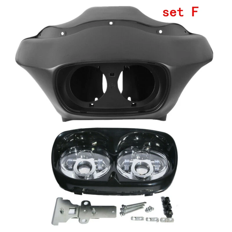set F МОТОЦИКЛ ABS внутренний внешний обтекатель 5,7" двойной светодиодный 12V фара для Дорожное покрытие для харлея FLTR 1998-2013 - Цвет: set F