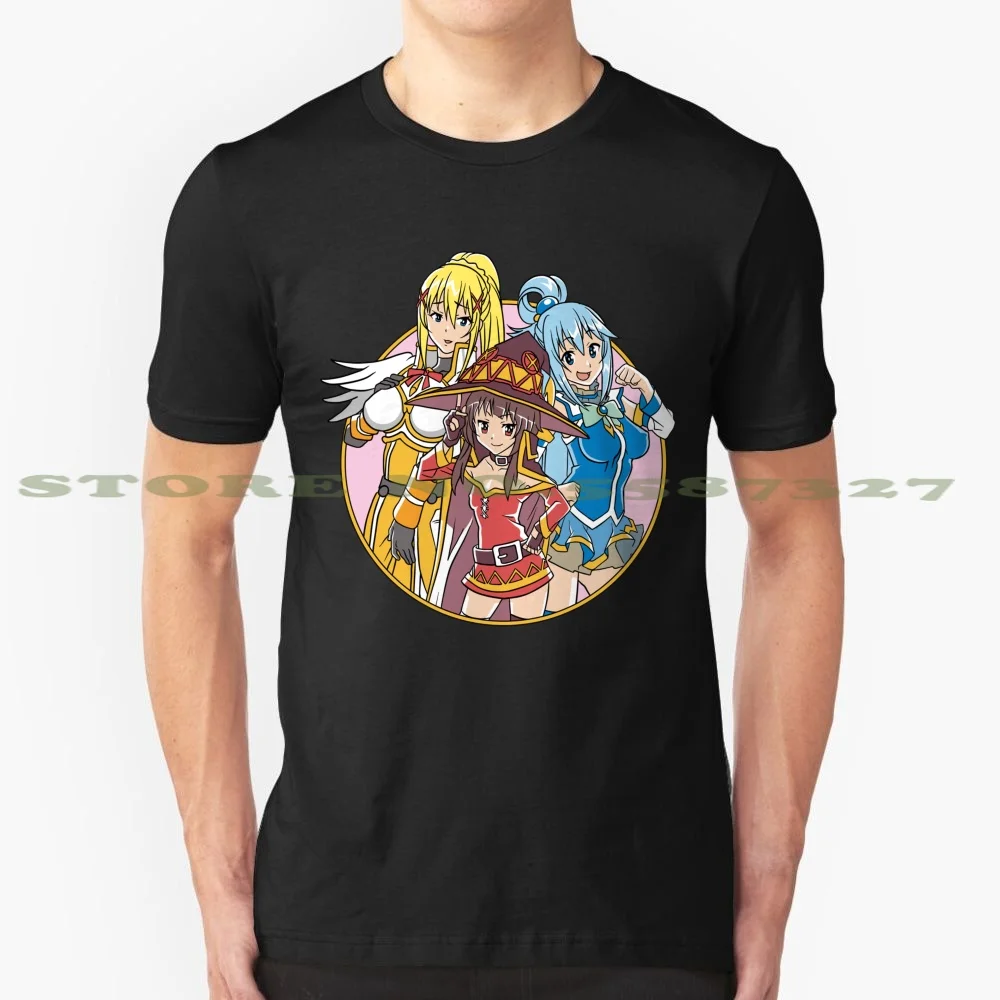 Волшебная модная Винтажная футболка для девочек футболки Konosuba Aqua Megumin Darkness Satou