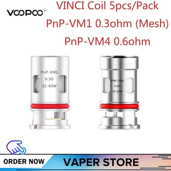 

Original VOOPOO PnP-VM1 0.3ohm Mesh Coil / PnP-VM4 0.6ohm 5pcs/Pack Fit For Electronic Cigarette VOOPOO Vinci KIT Vinci X Pod