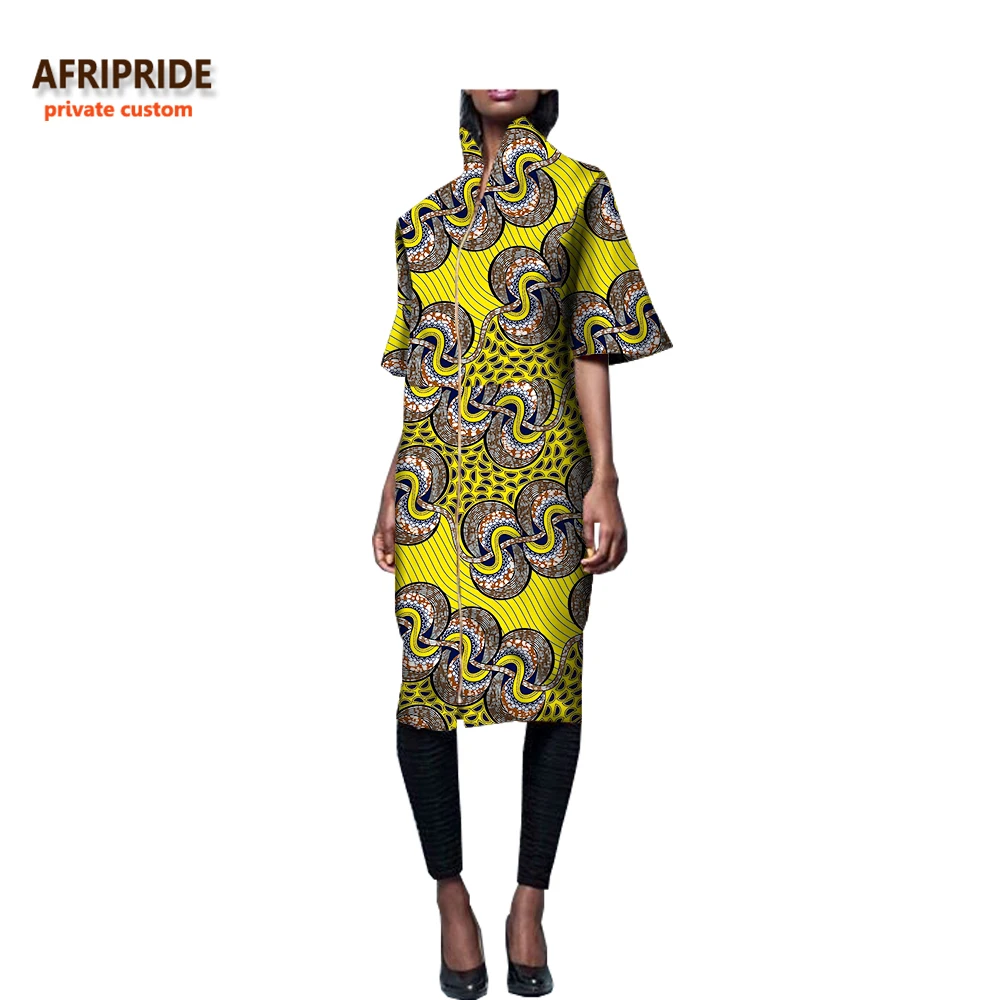 Африканские платья с принтом для женщин с расклешенными рукавами на молнии спереди, длина до колена, повседневное женское восковое Хлопковое платье AFRIPRIDE A7225156 - Цвет: 581