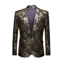 Золотая Роза бронзирующий мужской костюм Блейзер роскошный приталенный пиджак на одной пуговице повседневное панк свадебное платье пальто