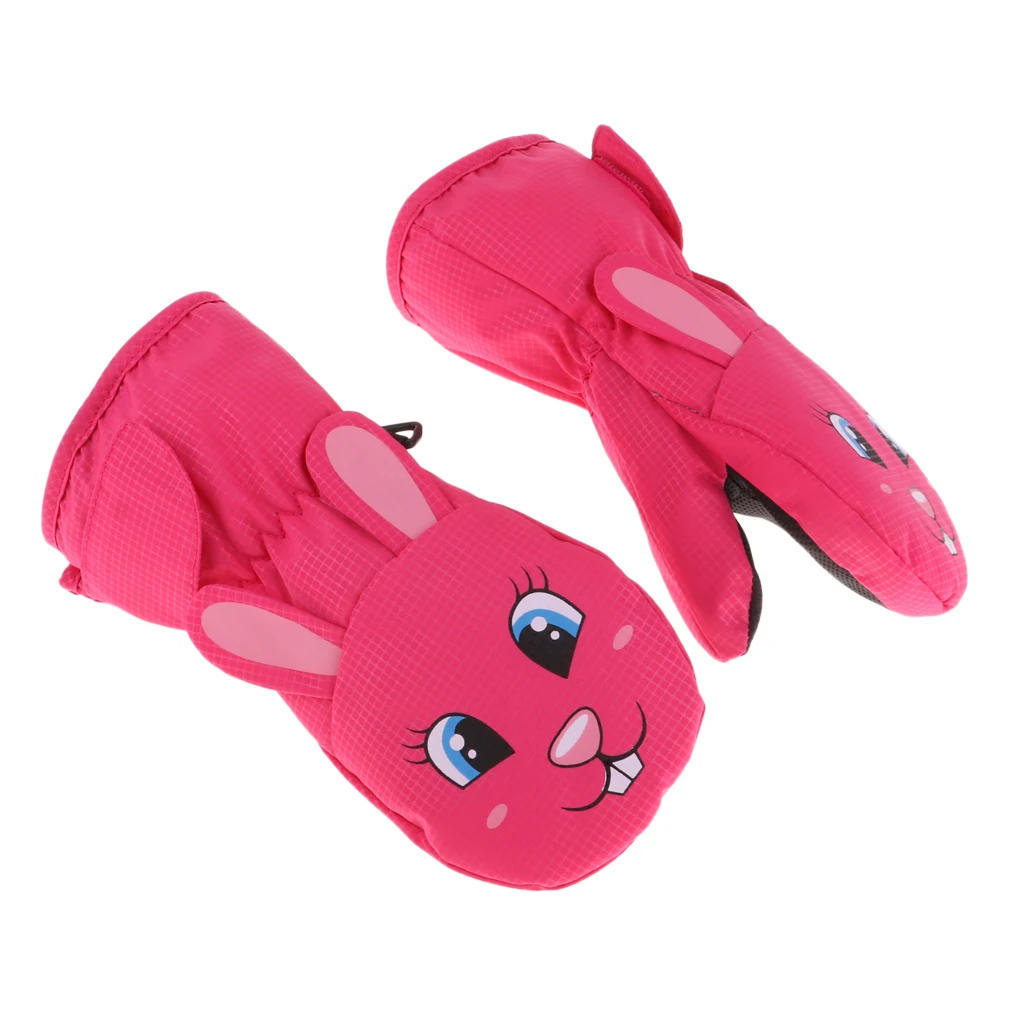 Rose Red L Multicolor Kids Waterproof Ski Gloves Winter Mitten Age 1-8 Boys Girls Ski Snow Cycling Gloves Kids Skiing Gloves - Цвет: Rose Red L