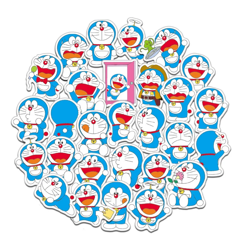 61 шт. наклейка Doraemon с мультяшным граффити для скейтборда, Дорожный Чехол для багажа, ноутбука, гитары, холодильника, велосипеда, автомобиля, наклейка