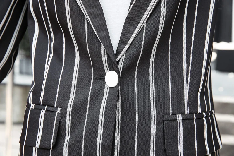 Fannic женский полосатый Блейзер Женская рабочая куртка винтажная Высококачественная модная офисная Женская Элегантные пиджаки Feminino черный белый