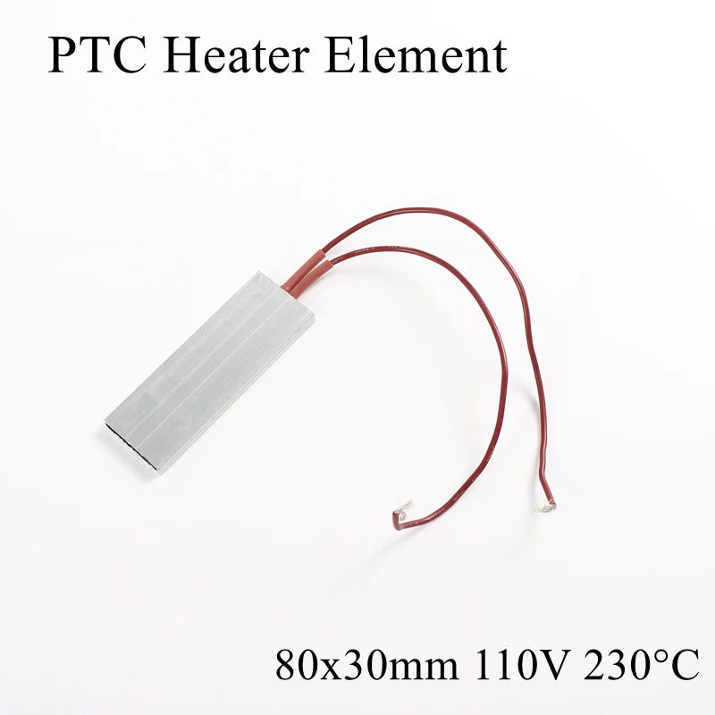 1pc 80x30mm 110V 230 Degree Celsius Aluminum PTC Heater Element Constant Thermostat Thermistor Air Heating Sensor With Shell