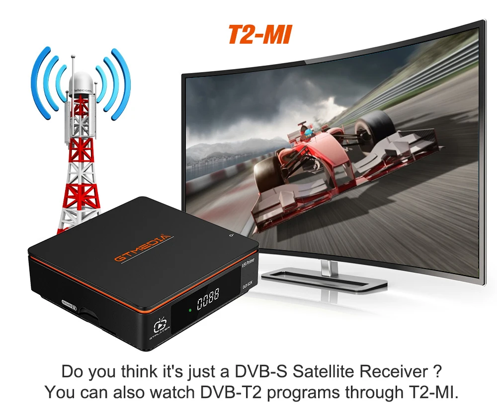 FTA gtmedia V9 Prime DVB-s/s2/s2x satellite receiver gtmedia V8X upgrade form gtmedia V9 super/V8 nova bulit-in wifi H.265 1080P television antennas