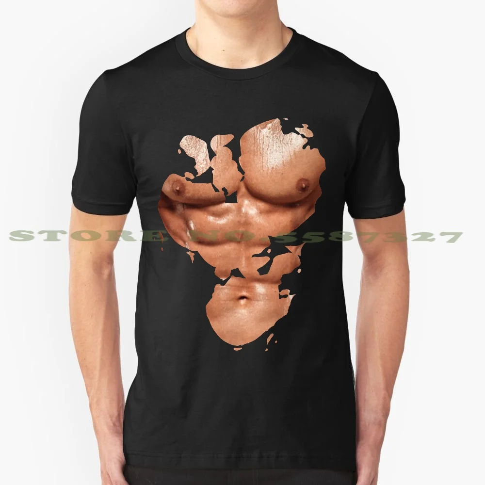 Muscleman With Torn Shirt Fashion Vintage Tshirt T Shirts Muscle Sexy Man Male Bodybuilder Fitness Gay Torso Body | Мужская одежда