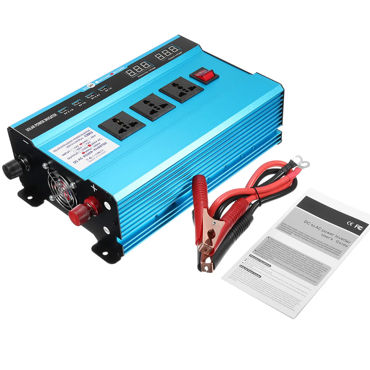 

Dual LED Display 4 USB Inverter 3000W DC 12V/24V to AC 220V Voltage transformer Pure Sine Wave Power Inverter Converter Adapter