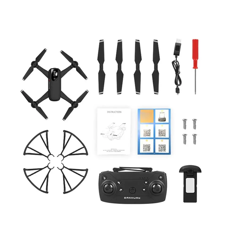 New H1W RC Drone 2.4G 4K HD Cameras Headless Mode Hover Speed Optical Flow Remote Control Adjustable Aircraft kid toy - Цвет: SB black 4K 1B