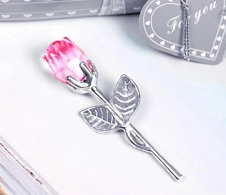 silver-pink Ywbeyond 50 шт./лот хрусталь K9 Роза цветочная композиция в подарочной коробке Свадебные украшения день рождения двери сувениры - Цвет: silver-pink