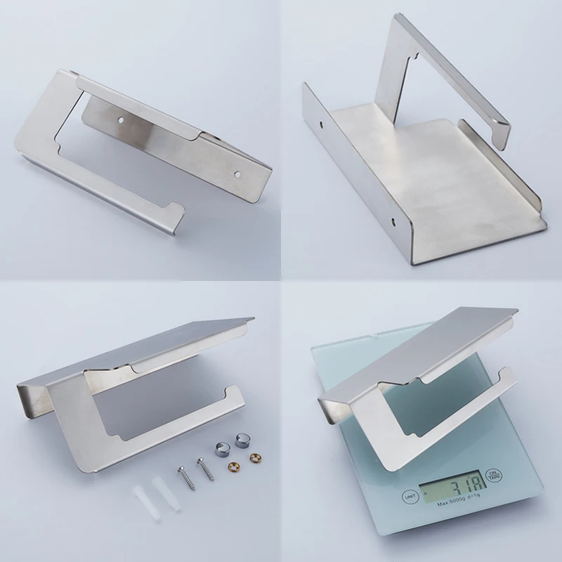 Stainless Steel Toilet Paper Holder Wall Mount Tissue Roll Hanger Black Paper Holder Stainless Steel Bathroom Accessories ELF002