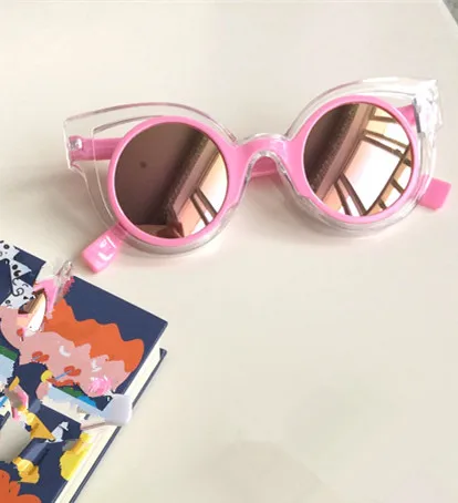 pink Детские Оригинальные солнцезащитные очки, детские солнцезащитные очки для мальчиков и женские очки, пляжные солнцезащитные очки с защитой от ультрафиолета - Цвет линз: pink