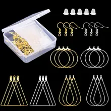 

Silver Gold Color Copper Hoops Earrings Kit Earrings Clasps Hooks Ear Wire Hoops Earrings Wires For DIY Jewelry Making Supplies