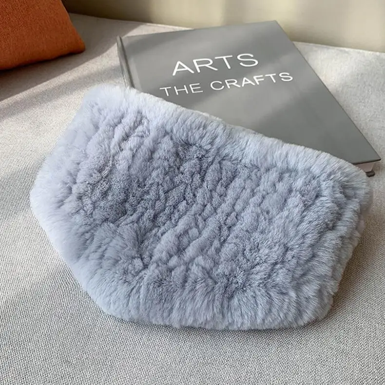 soft blue YCFUR Повседневный женский шарф Зимний теплый мягкий вязаный мех кролика Рекс шарфы обертывания дамские шеи теплые Кольца шарф женский - Цвет: soft blue