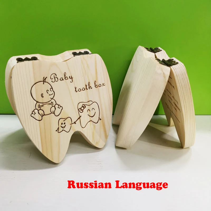 Органайзер для детских зубов, испанский, английский, португальский, русский, молочный, для хранения зубов, для хранения пуповины, Lanugo, чехол для хранения, сувенир - Цвет: Type A Russian