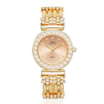 

G&D Lady Luxury Rhinestone Quartz Watch Fashion Alloy Band Analog Wristwatch