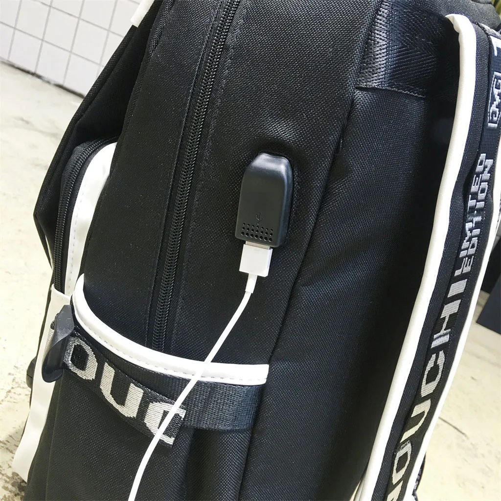 Рюкзак с отражающими вставками школьные сумки с зарядкой через usb ночной эффект большой емкости водонепроницаемый рюкзак в стиле Оксфорд рюкзак школьный мальчик# G3