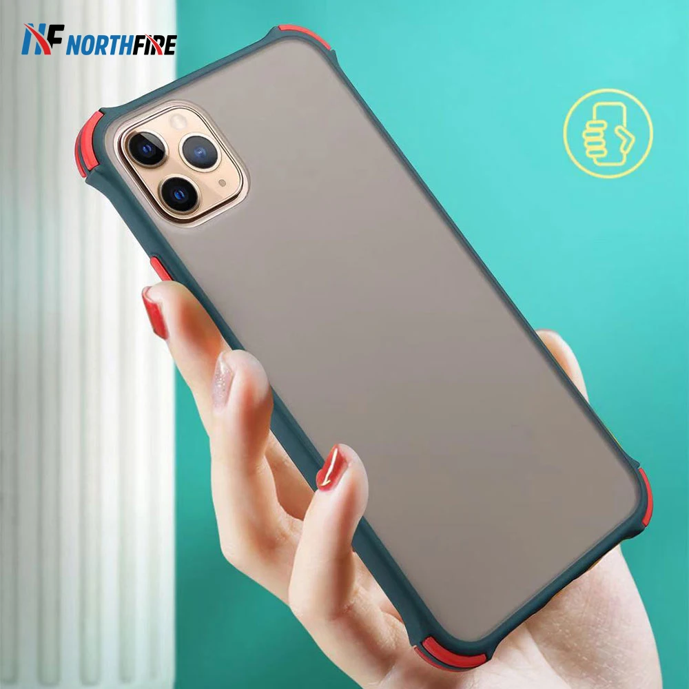 Противоударный чехол для iPhone 11 7 XR XS Max X Мягкий край бампер Pro 6/6 S/7/8 Plus матовый на