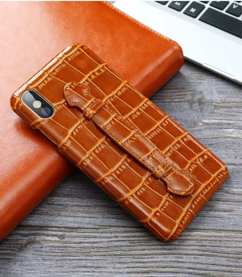 BuzzLee для iPhone Xs Max XR X 8 Plus 7 Plus Роскошный чехол из натуральной кожи с бамбуковым узором для задней крышки телефона с ремешком на руку