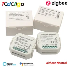 Zigbee Light Switch Without Neutral 1/2gang Breaker Module Smart Life/Tuya APP Remote Control Work With Alexa Echo Google Home