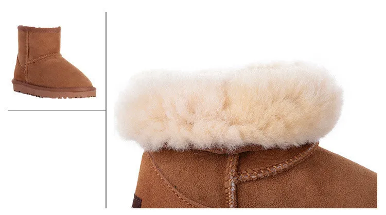 Новые зимние ботинки из овечьей кожи для детей; теплые ботинки с натуральным мехом; австралийские детские ботинки из натуральной кожи; шерстяные ботинки для мальчиков и девочек