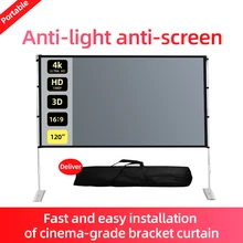MIXITO 16:9 84 100 120 Inch Home Projector Outdoor Anti-Light And Gain Protection Folding Screen With Bracket Curtain