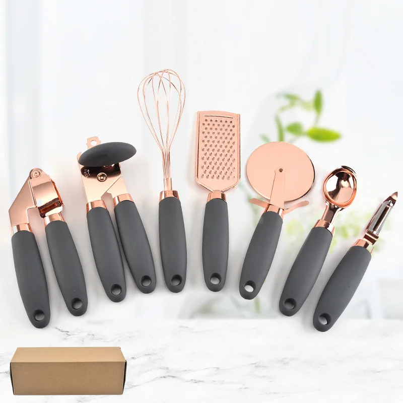 Simplicity Kitchen Utensils Sets Stainless Steel Grater for Vegetables Fruit Peeler and Whisk Kitchen Gadget Seven Piece Suit