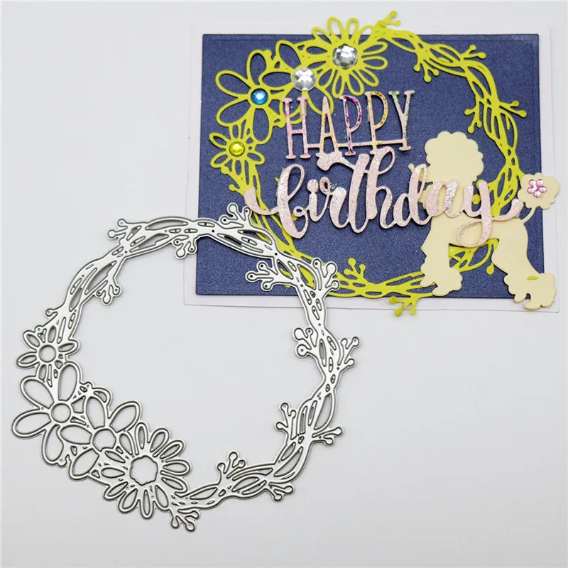 

Naifumodo Flower Circle Dies Wreath Metal Cutting Dies for DIY Scrapbooking Craft Card Embossing Die Cut New Template Stencil