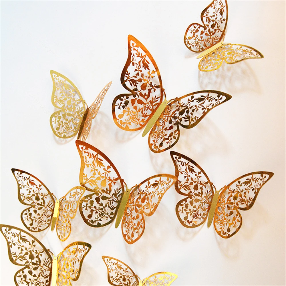 12Pcs 4D Hollow Butterfly Wall Sticker DIY Home Decoration Wall Stickers wedding Party Wedding Decors Butterfly Kids Room Decors 1