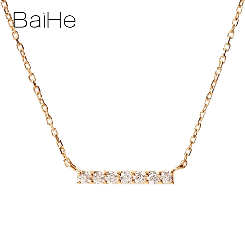 BAIHE Solid 18K розовое золото(AU750) Сертифицированный H/SI натуральные бриллианты свадебные женские милые/Романтические ювелирные изделия ожерелья