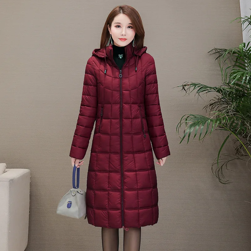 

Middle-aged Women Dress down Feather Cotton-padded Clothes Winter Coat Women Jacket Slim Fit Thin-Long over-the-Knee Very Fairy