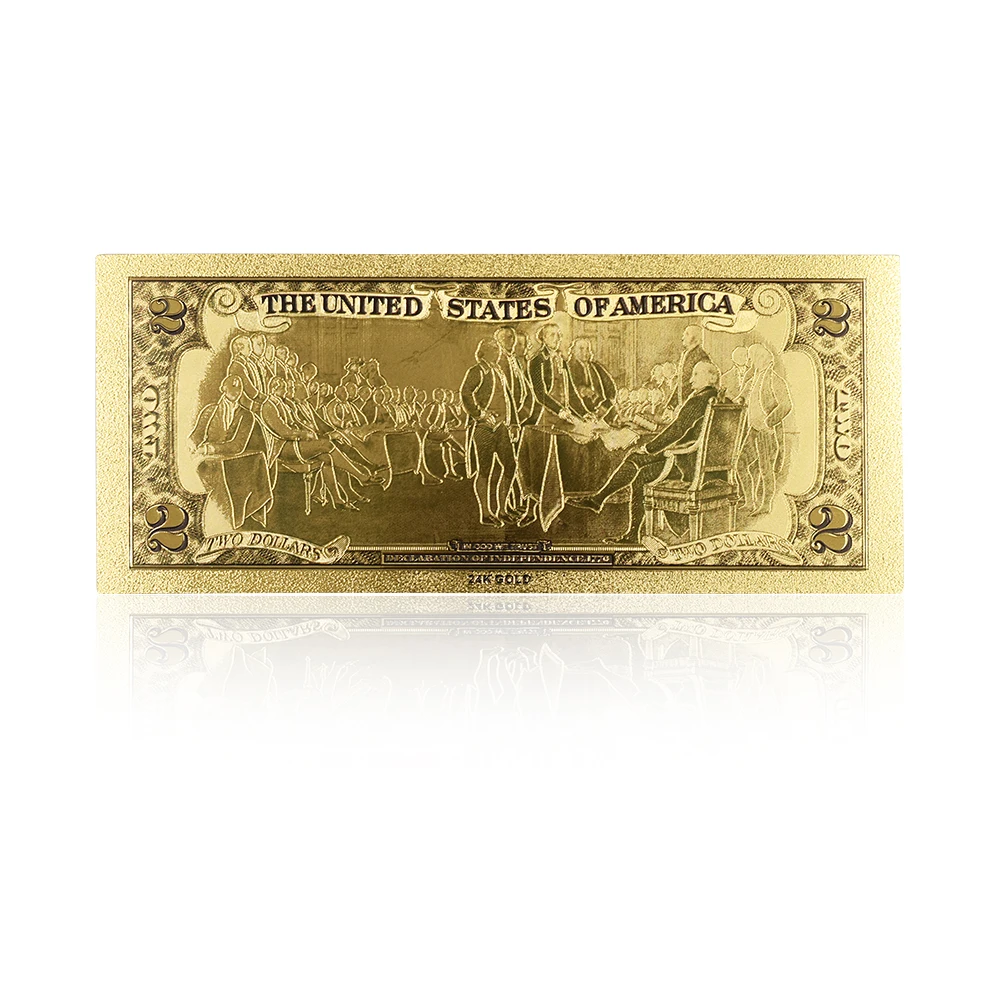 Горячая продажа Красочные золотые банкноты Редкие 1928 год США 2 доллар копия денег