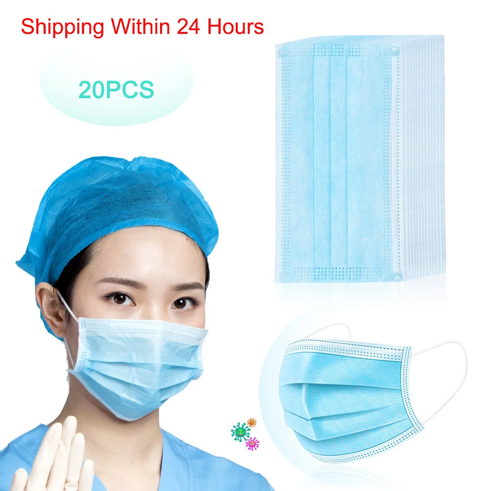 

20pcs Mouth Mask Face Mask Anti Fog Dust proof pollen Mask Coronavirus Maska Respirator Cotton Mask health protection Anti nCoV