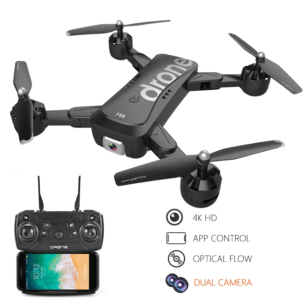 F88 Wi-Fi FPV складной Радиоуправляемый Дрон с 1080P двойной камерой 18 минут 6-осевой светодиодный светильник со стороны F светильник Безголовый режим Радиоуправляемый квадрокоптер
