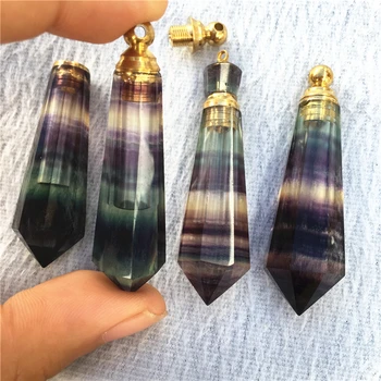 

Natural color fluorite crystal perfume bottle pendant reiki healing holiday gift gem property