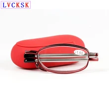 Мини дизайн складные очки для чтения лупа для женщин складные маленькие очки Рамка красные металлические очки с оригинальной коробкой N5
