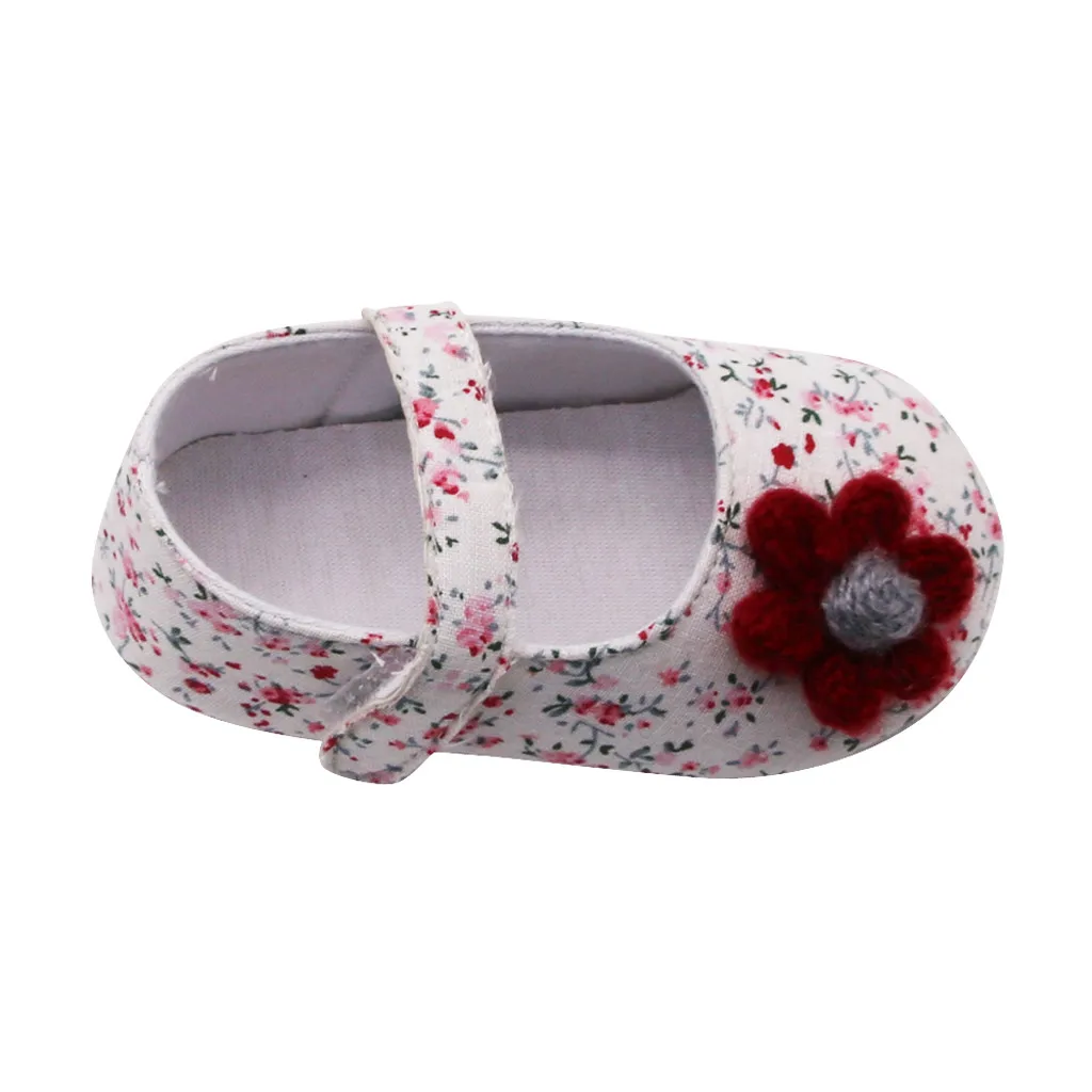 Детская обувь для девушек; обувь для новорожденных девочек; обувь для маленьких девочек с цветочным принтом; обувь принцессы с мягкой подошвой