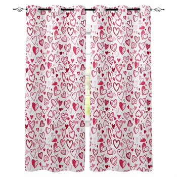 

Love Heart Pink Curtains Living Room Curtains High Blackout Curtain Thick Style